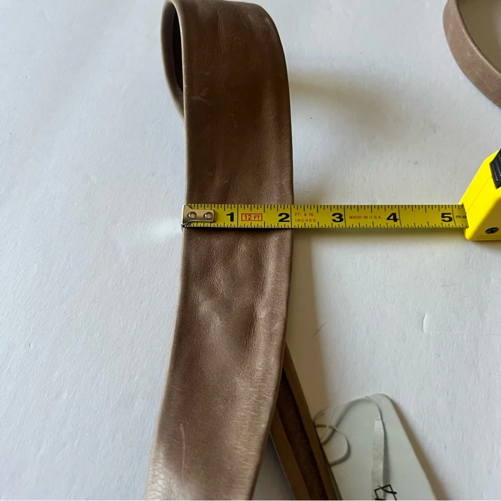 ADA LEATHER WRAP BELT OS BEIGE TAUPE NWT